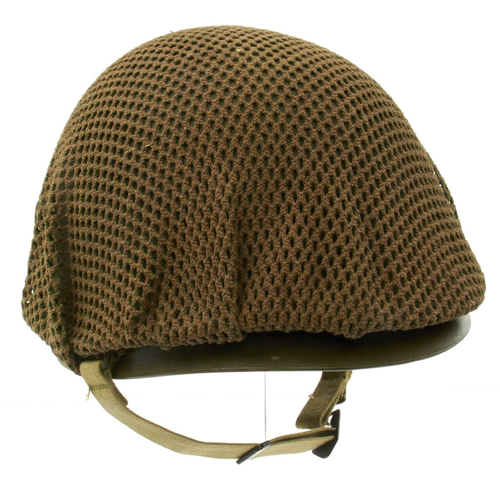Original U.S. WWII M1 McCord Front Seam Swivel Bale Westinghouse Liner Helmet with Net and Instructions Original Items