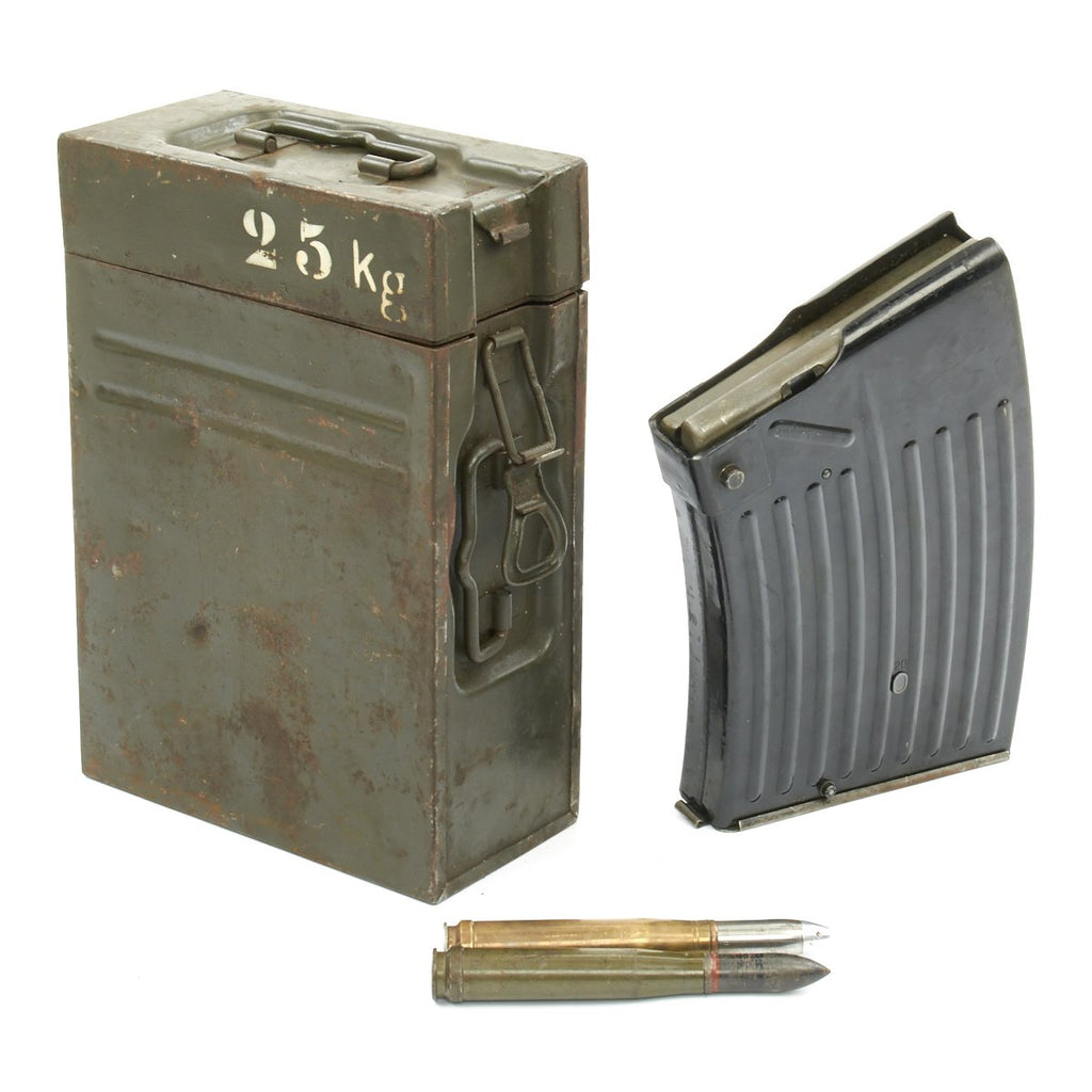 Original German WWII Flak 38 Anti-Aircraft Gun 20 mm Magazine with Case and Inter Rounds - Flakvierling 38 Original Items