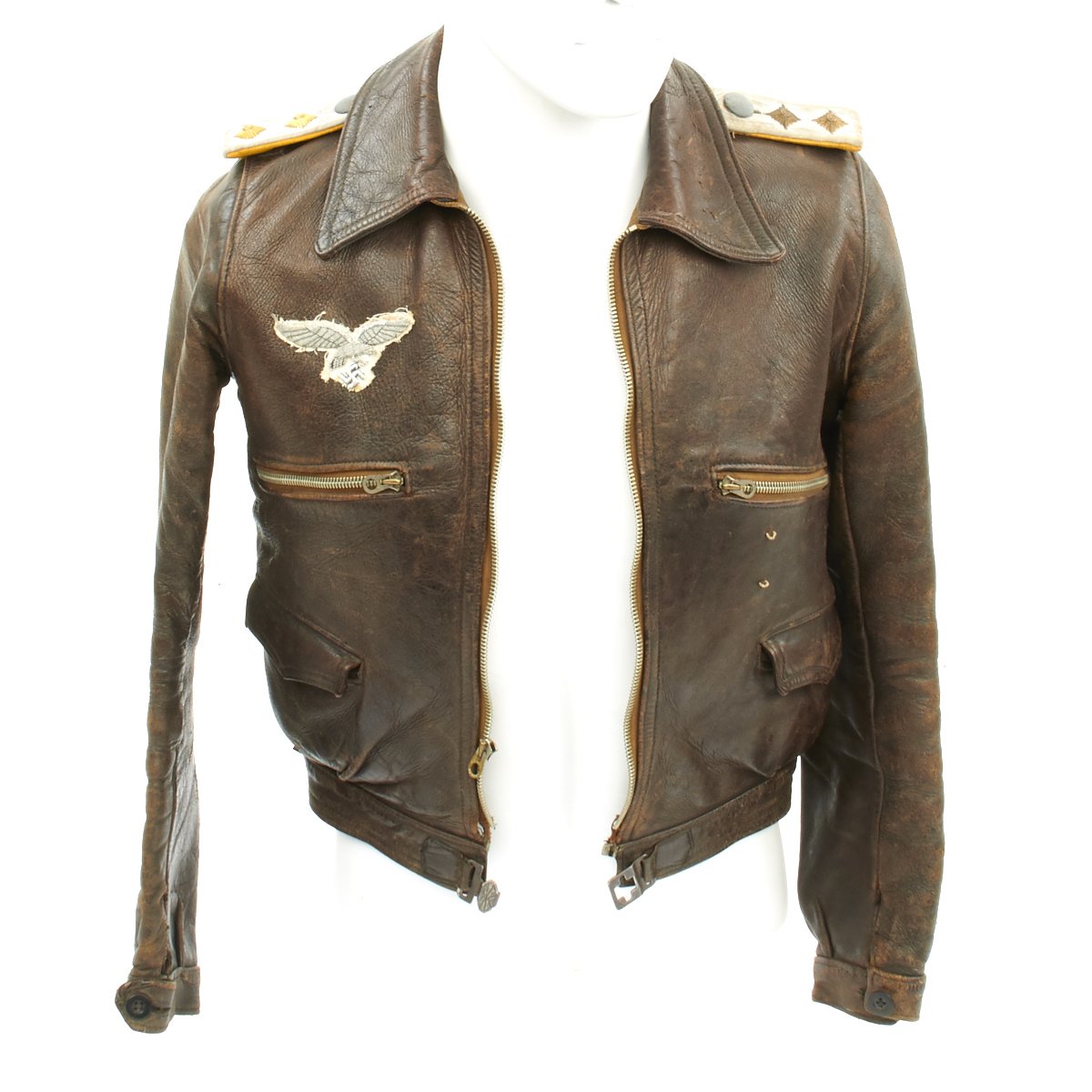 Original German WWII Luftwaffe Hauptmann Pilot Leather Flight Jacket ...
