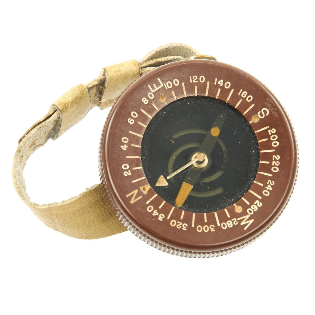 Original U.S. WWII Paratrooper Intact Liquid Filled Wrist Compass by Taylor with Wrist Band Original Items
