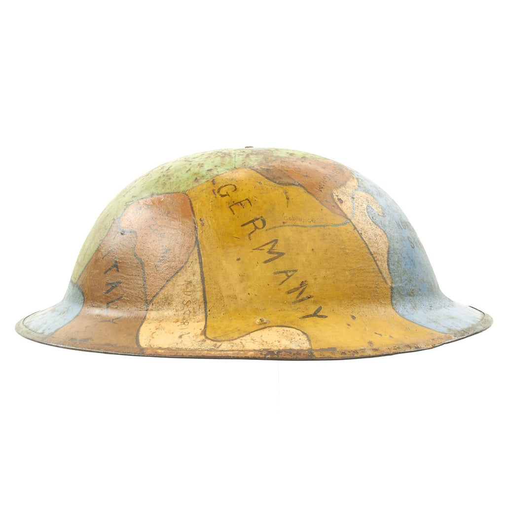 Original U.S. WWI AEF Map of Europe Camouflage Painted Helmet -28th Engineers Original Items