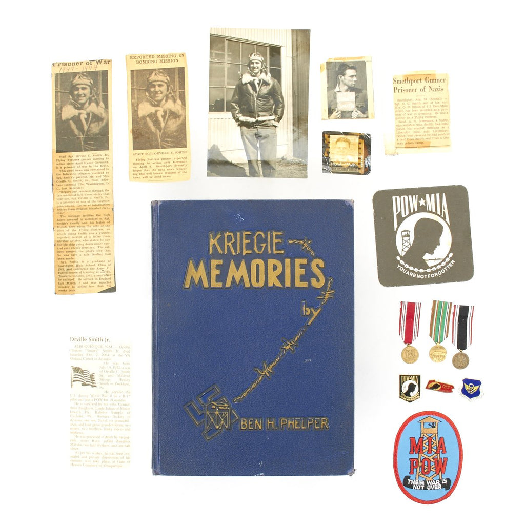 Original U.S. WWII Stalag 17B POW Airman Survivor with Dedicated Kriegie Memories Book with Paperwork Grouping Original Items