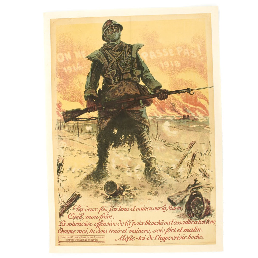 Original French WWI No One Will Pass Propaganda Poster by Maurice Neumont Original Items