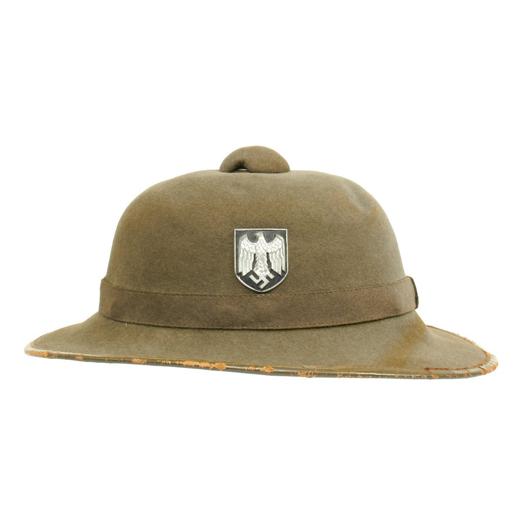 Original German WWII Second Model Afrikakorps Sun Helmet with Badges Original Items