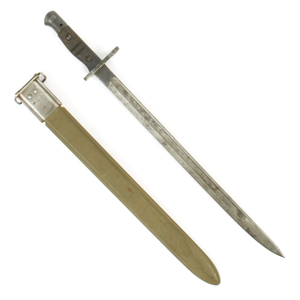 Original U.S. WWI M1917 Enfield Rifle Bayonet by Remington with WWII Fiberglass Scabbard for Trench Shotgun Original Items