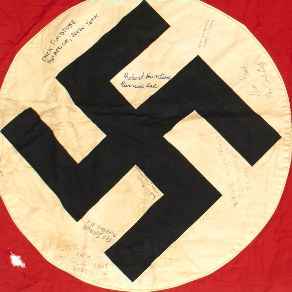 Original German WWII National Banner USGI Signed War Trophy Original Items