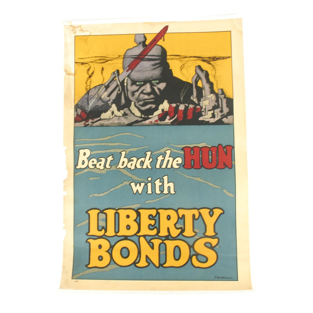 Original U.S. WWI Beat Back the Hun Liberty Bond Lithograph by Strothmann Original Items