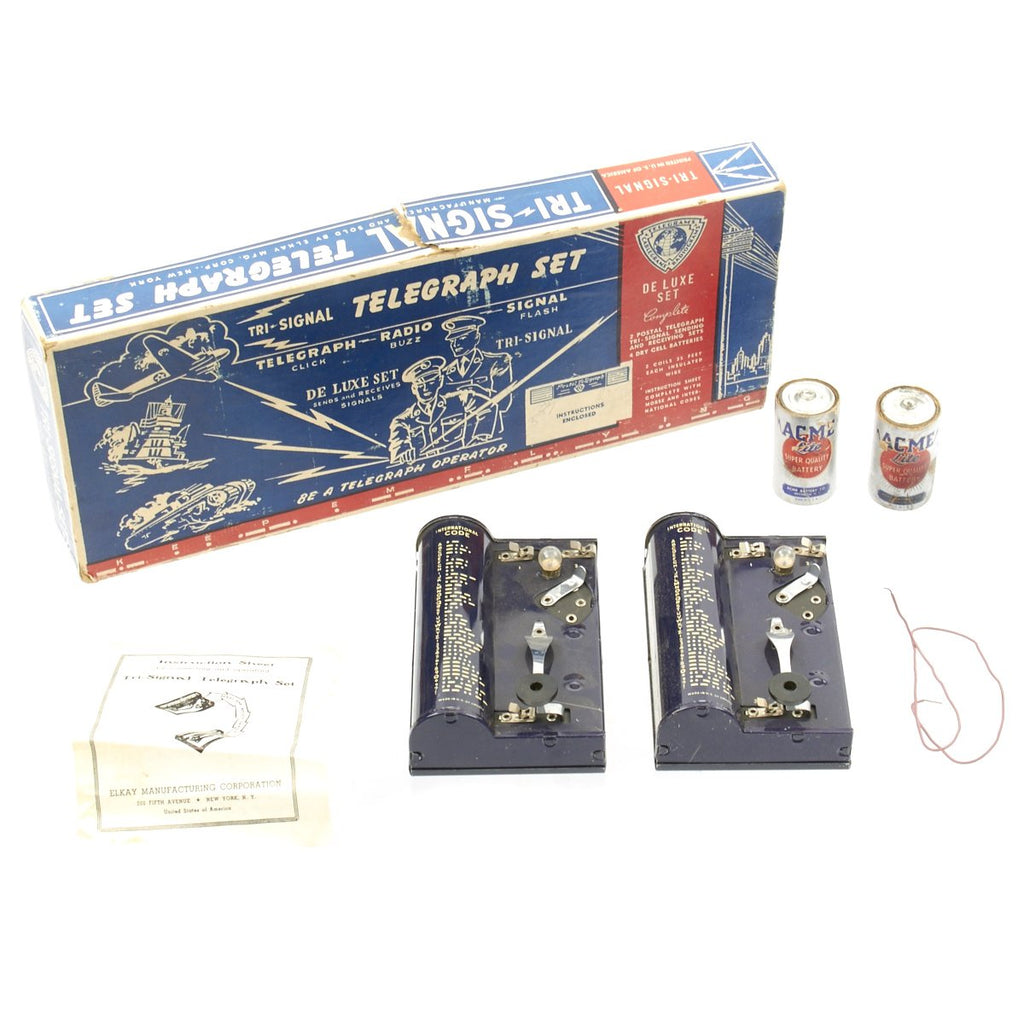 Original  U.S. WWII Vintage Elkay Tri-Signal Telegraph Toy Set Original Items