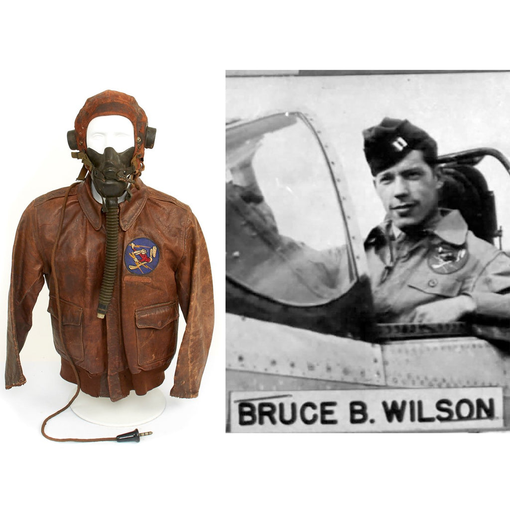 Original WWII Jet Wilson Fighter Pilot A-2 Flight Jacket Grouping 383rd Fighter Squadron