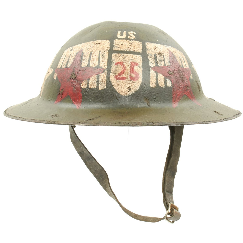 Original U.S. WWI 25th Aero Squadron M1917 Refurbished Doughboy Helmet Original Items