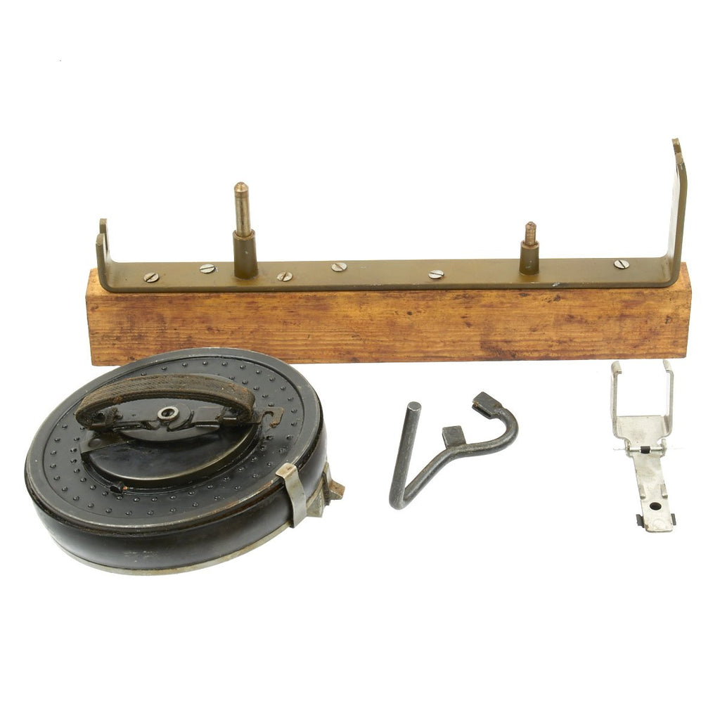 Original British WWII Bren LMG 100 Round MK1 Drum Magazine with Loading Accessories and Adapter Original Items