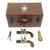 Original British 18th Century Three Barrel Flintlock Pistols Concealed in Tea Caddy - Named to Sydney Family Original Items