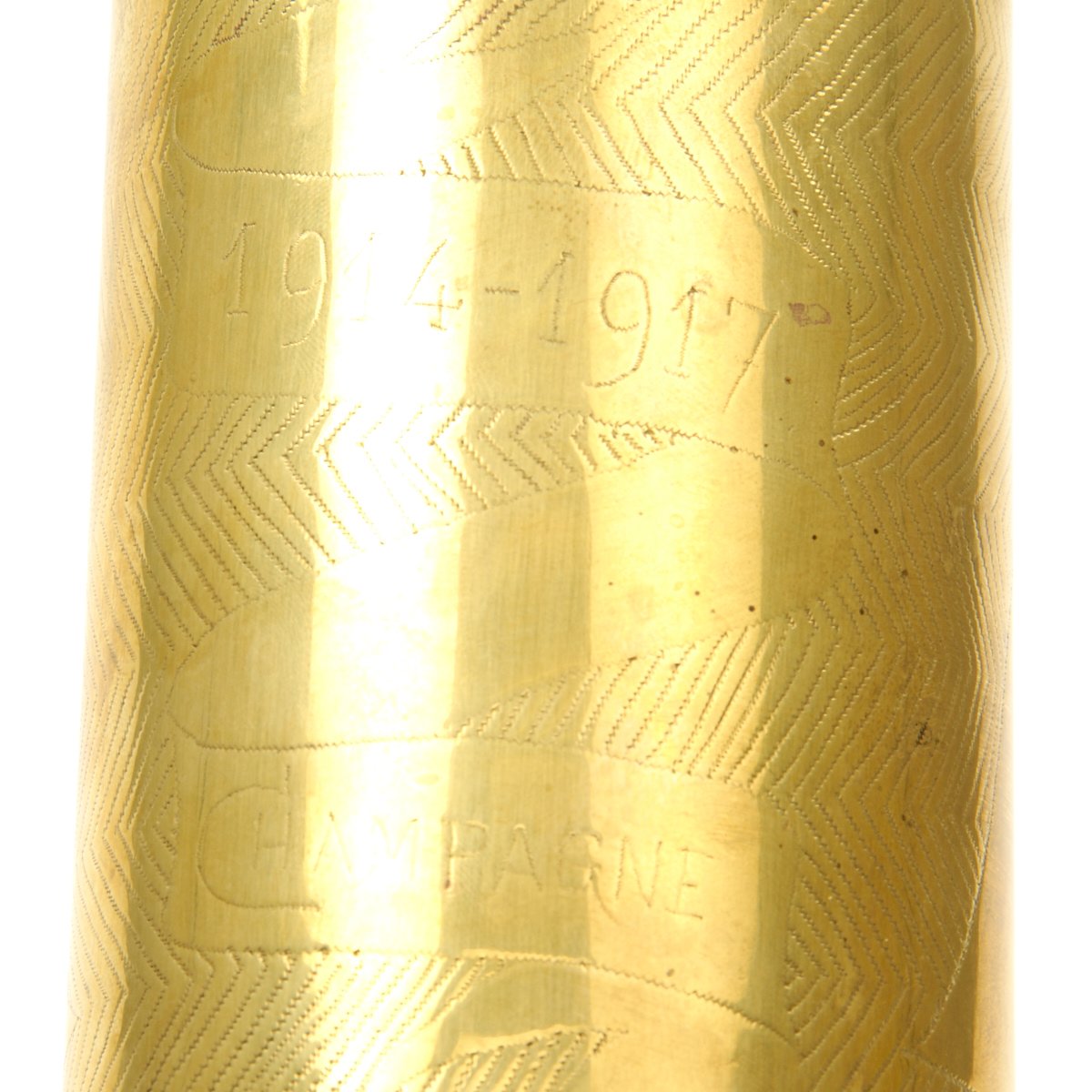Decorative French Artillery 75mm Shell Case with Raised Floral Motif by WW  I. Trench Art on Parigi Books