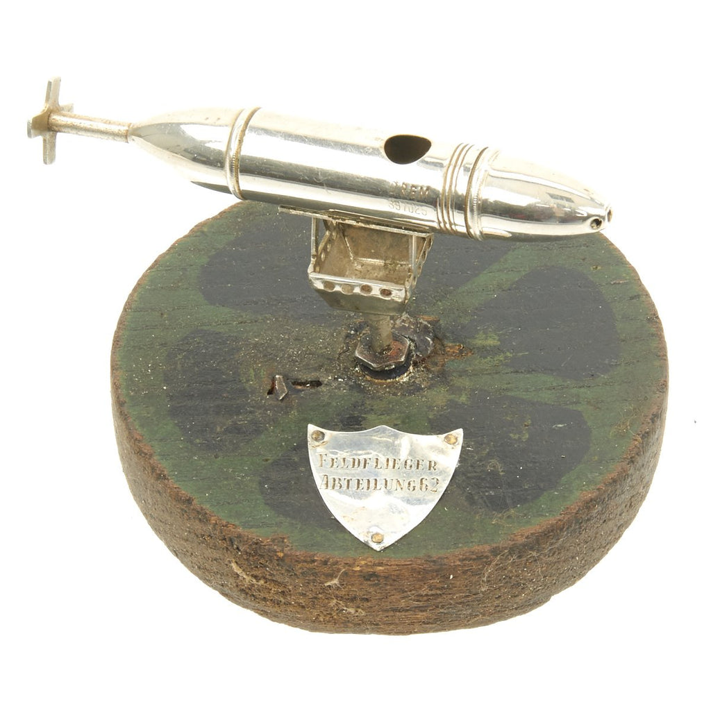 Original German WWI Officers Mess Cigar Cutter on Stand marked to Feldflieger-Abteilung 62 Original Items