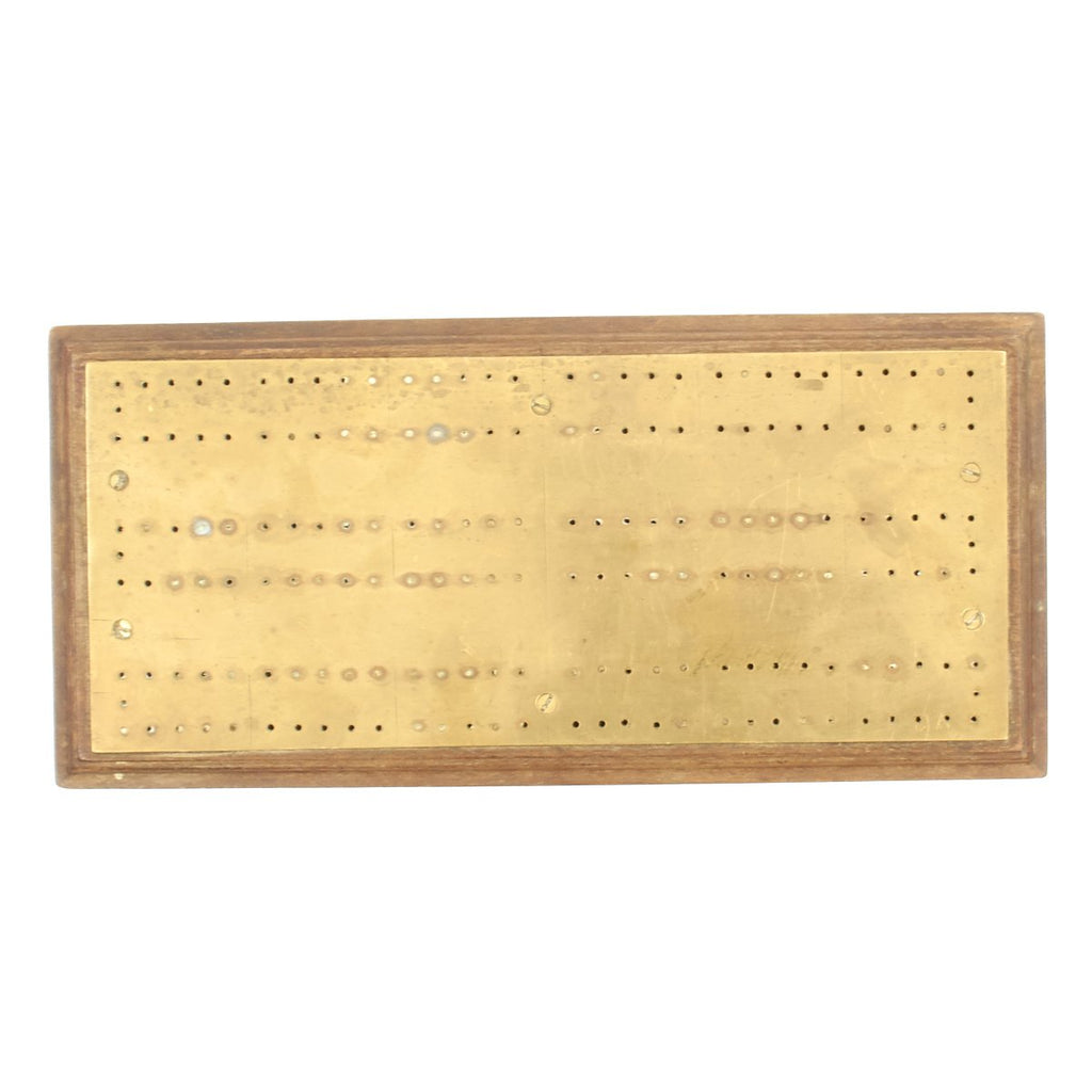 Original Canadian WWII 1942-dated Brass Cribbage Board from R.C.M.P Stationed in Colchester England Original Items