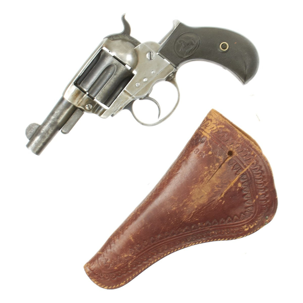 Original U.S. Colt M-1877 Lightning .38cal Sheriff Model Revolver made in 1882 with Vintage Holster - Serial 35990 Original Items