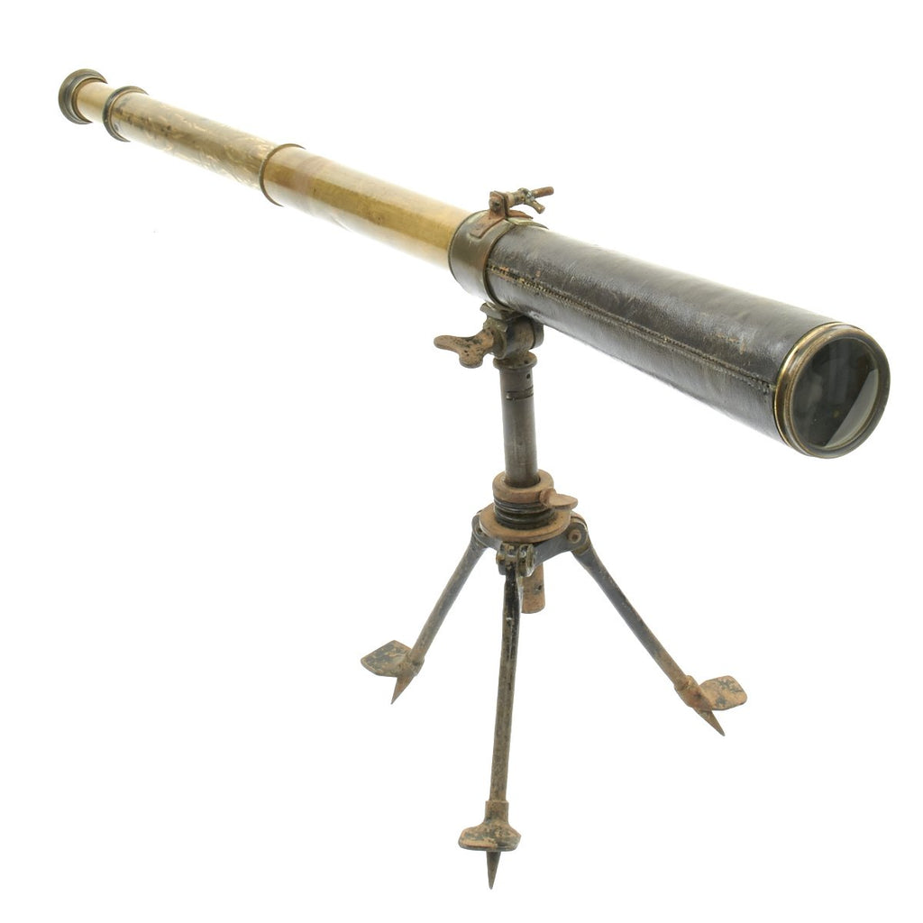 Original British WWI French-Made Trench M.G. Telescope mounted on Hotchkiss Portative Tripod Original Items