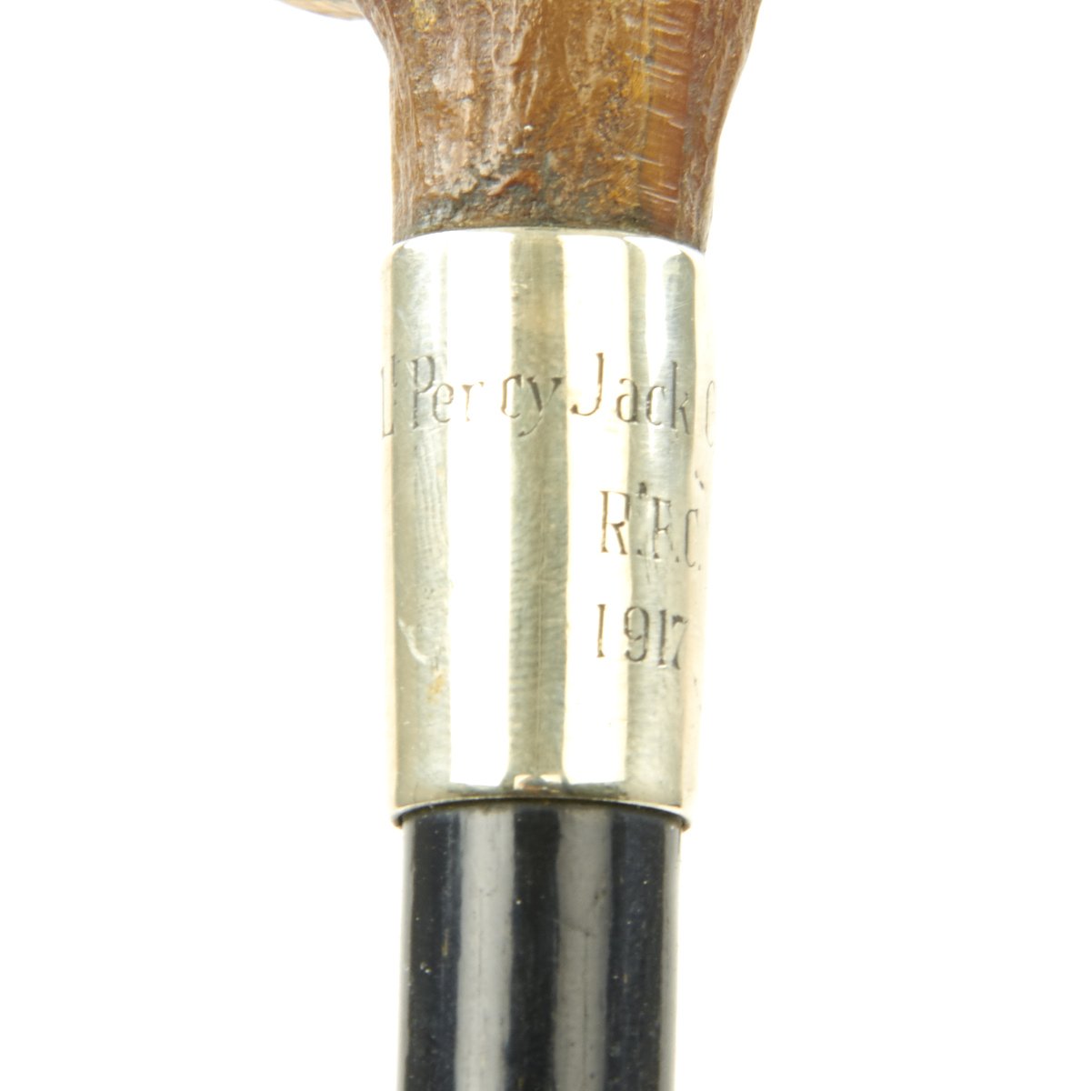 Original British WWI Dog's Head Swagger Stick named to R.F.C.