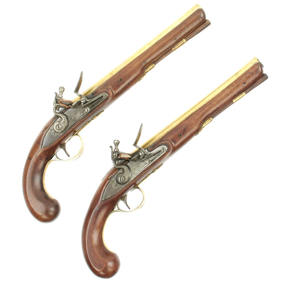 Original British Pair of Brass Barreled Coaching Inn Flintlock Pistols by Ketland & Co. - Circa 1810 Original Items