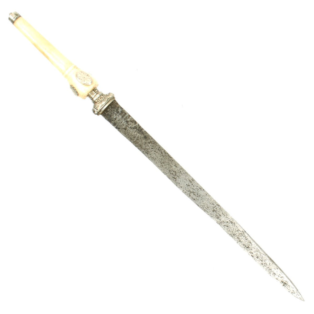 Original 17th Century French Silver Mounted Plug Bayonet Dagger with Reversible Ivory Handle - Circa 1690 Original Items