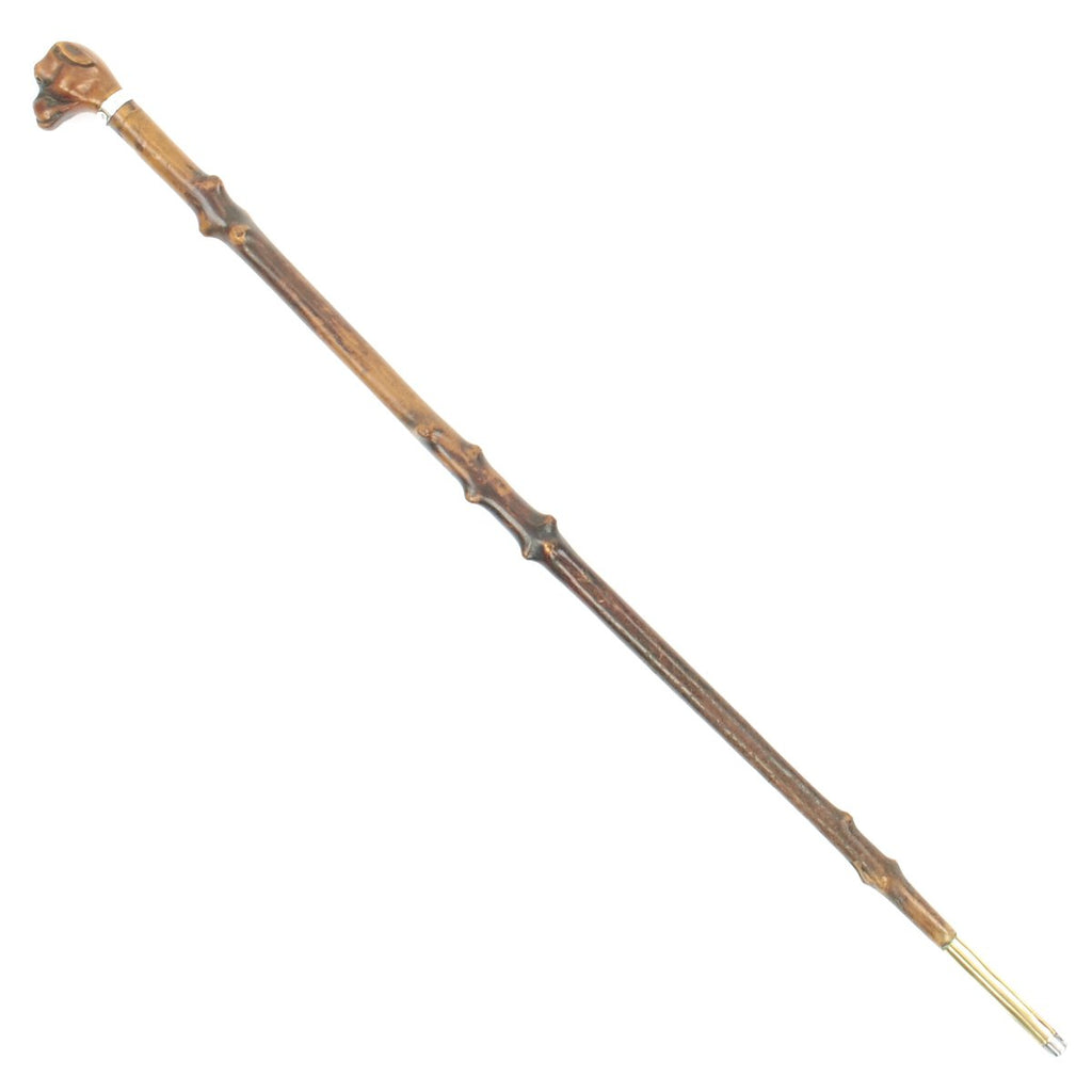 Original WWI U.S. Marine Corps Dog's Head Swagger Stick Named to Sgt. Leland "Lou" Diamond - Dated 1918 Original Items