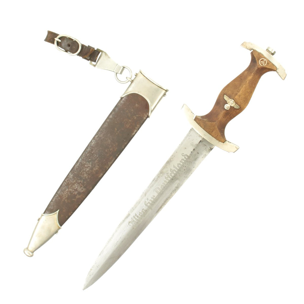 Original German Early WWII SA Dagger by August Bickel of Steinbach-Hallenberg with Belt Hanger Original Items