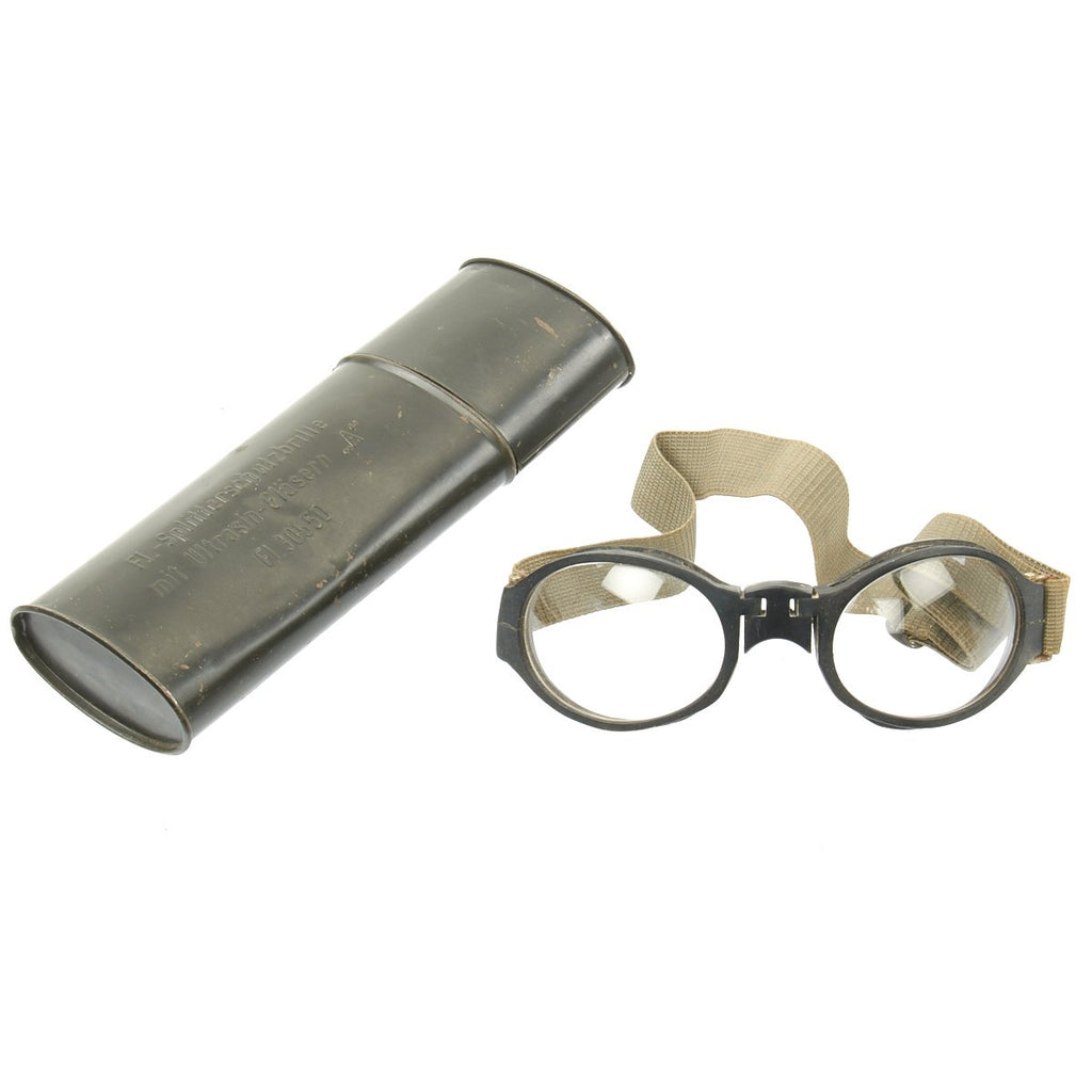 Original German Luftwaffe Fighter PIlot Splinter Goggles Ultrasin Glasses Type A with Tin Original Items