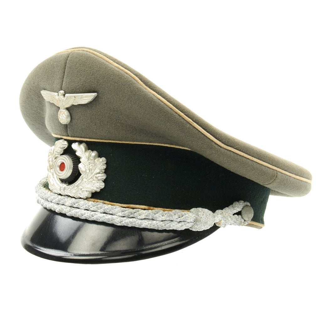Original German WWII Army Heer Officer Visor Cap - Regimentally Marked Original Items