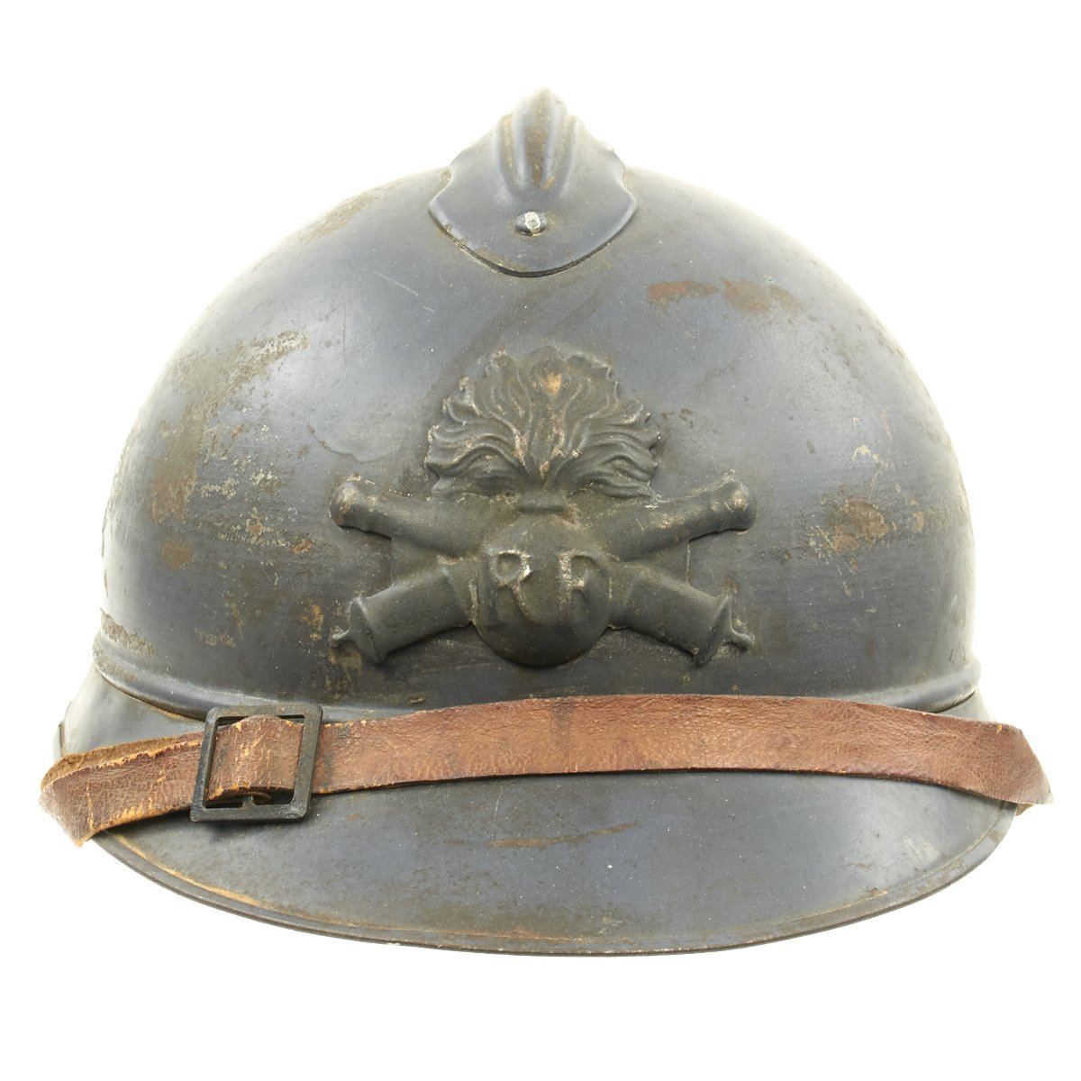 Original French WWI M1915 Adrian Helmet with Artillery Badge