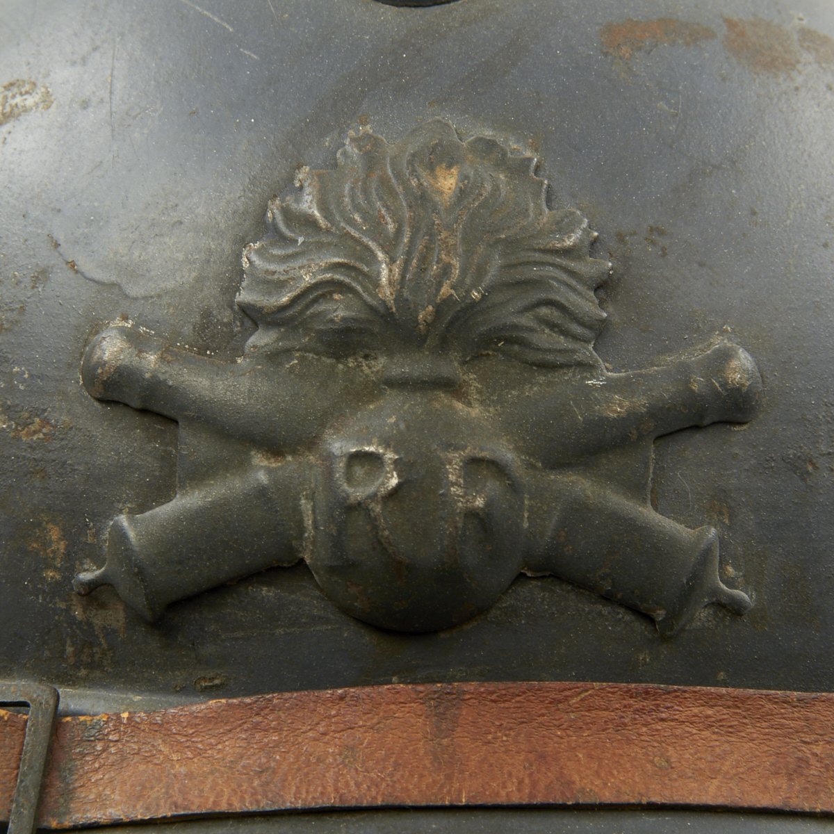 Original French WWI M1915 Adrian Helmet with Artillery Badge