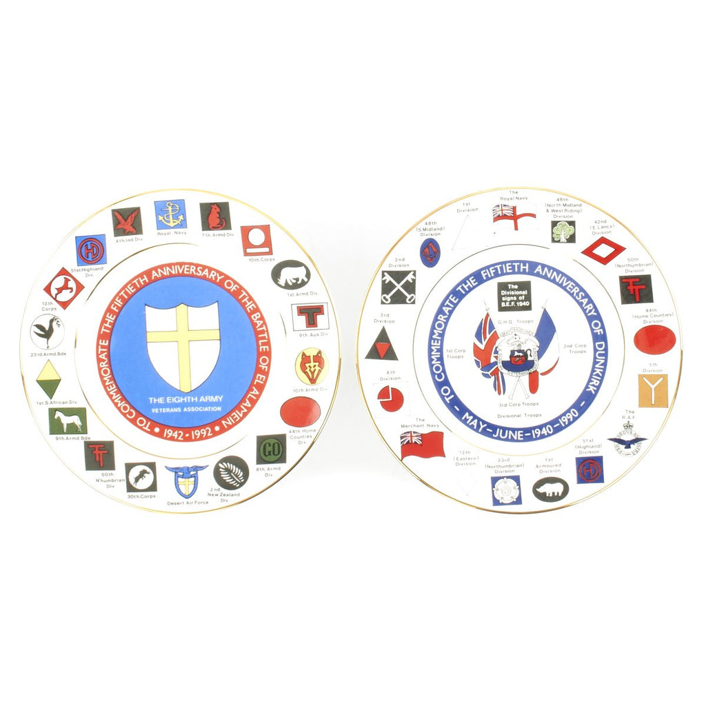 Original Set of Two WWII Commemorative 50th Anniversary Plates - Dunkirk and 8th Army El Alamein Original Items