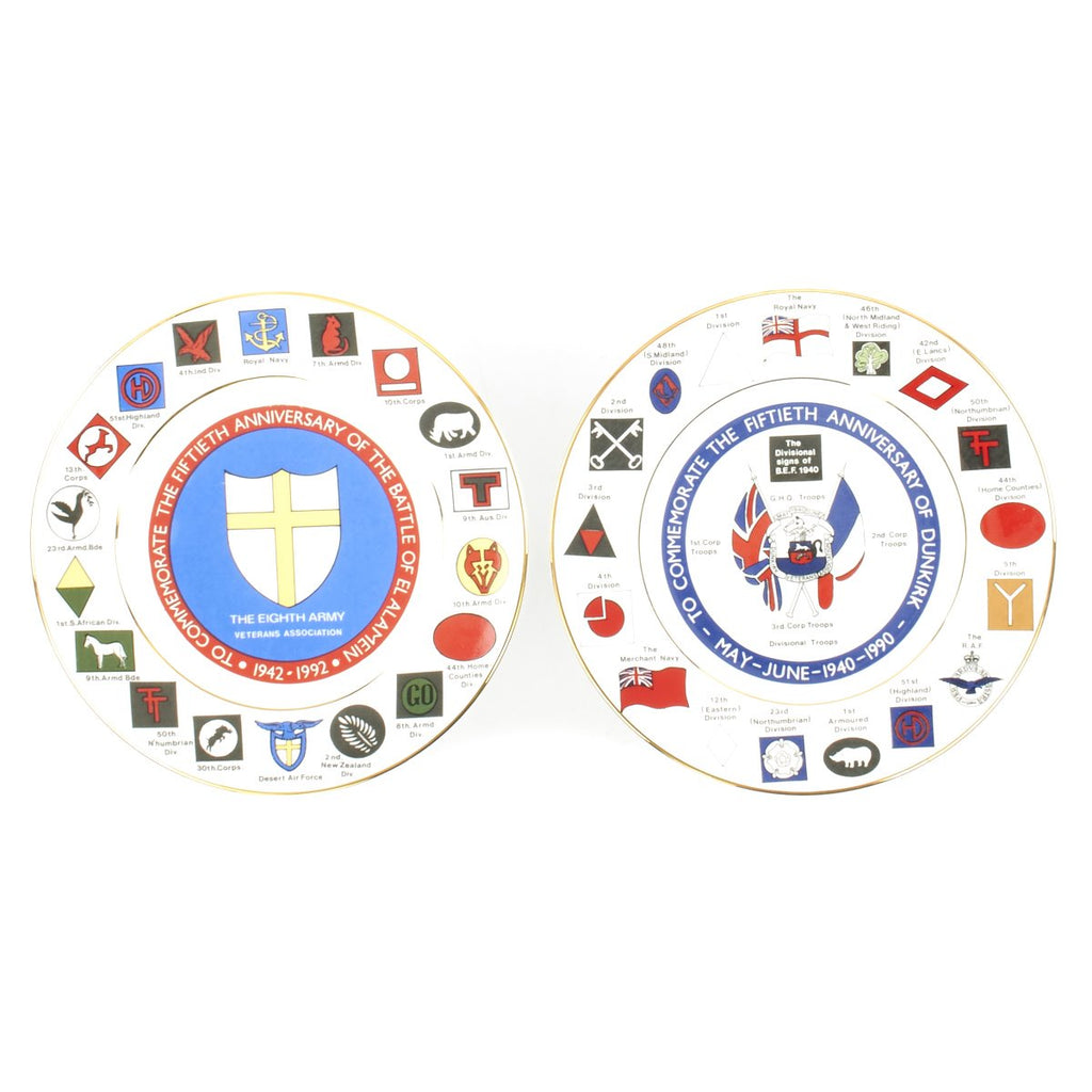 Original Set of Two WWII Commemorative 50th Anniversary Plates - Dunkirk and 8th Army El Alamein Original Items
