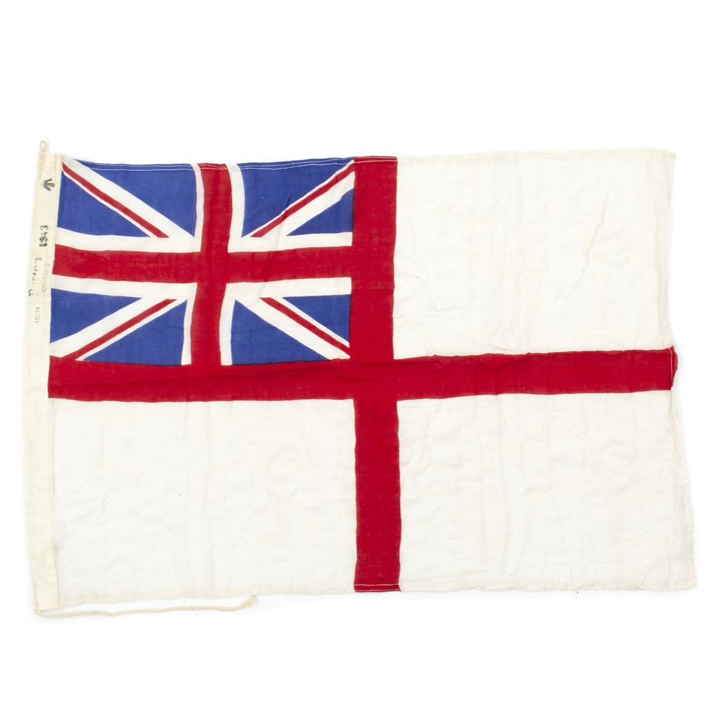 Original British WWII 34" x 18" Royal Navy White Ensign Flag - dated 1943 Original Items