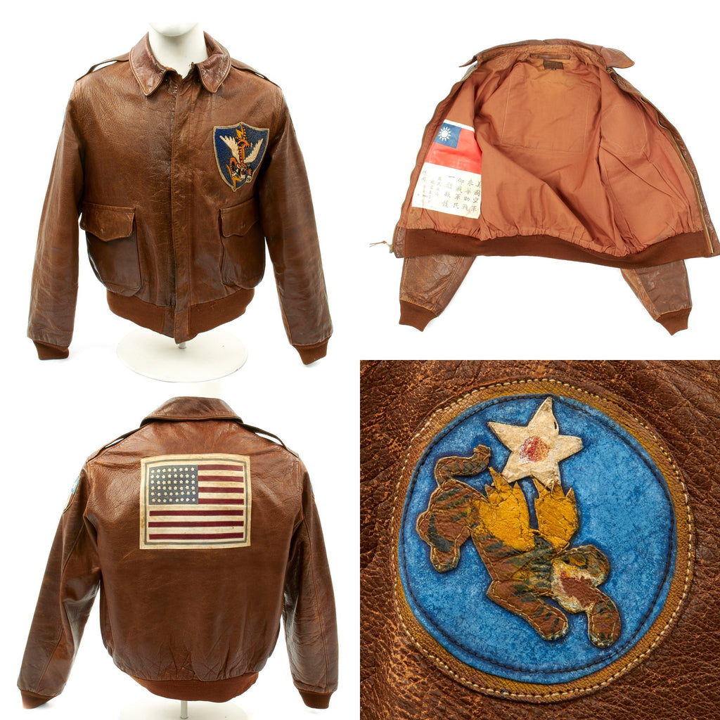 Original U.S. WWII 23rd Fighter Group Flying Tigers A-2 Jacket with Blood Chit Original Items