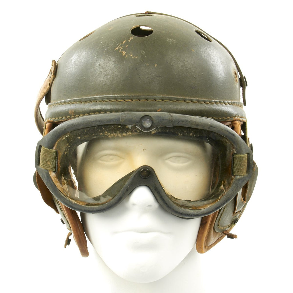 Original U.S. WWII M38 Tanker Helmet by Wilson Athletic Goods with Polaroid M-1944 Goggles Original Items