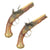 Original Pair of Small Dutch Flintlock Brass Barreled Pistols with Brass Lock Plates - c.1750 Original Items
