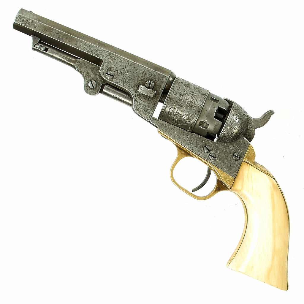 Original Civil War Fully Engraved Colt M-1861 Navy Pocket Pistol with Ivory Grips made in 1862 - Serial 12385 Original Items