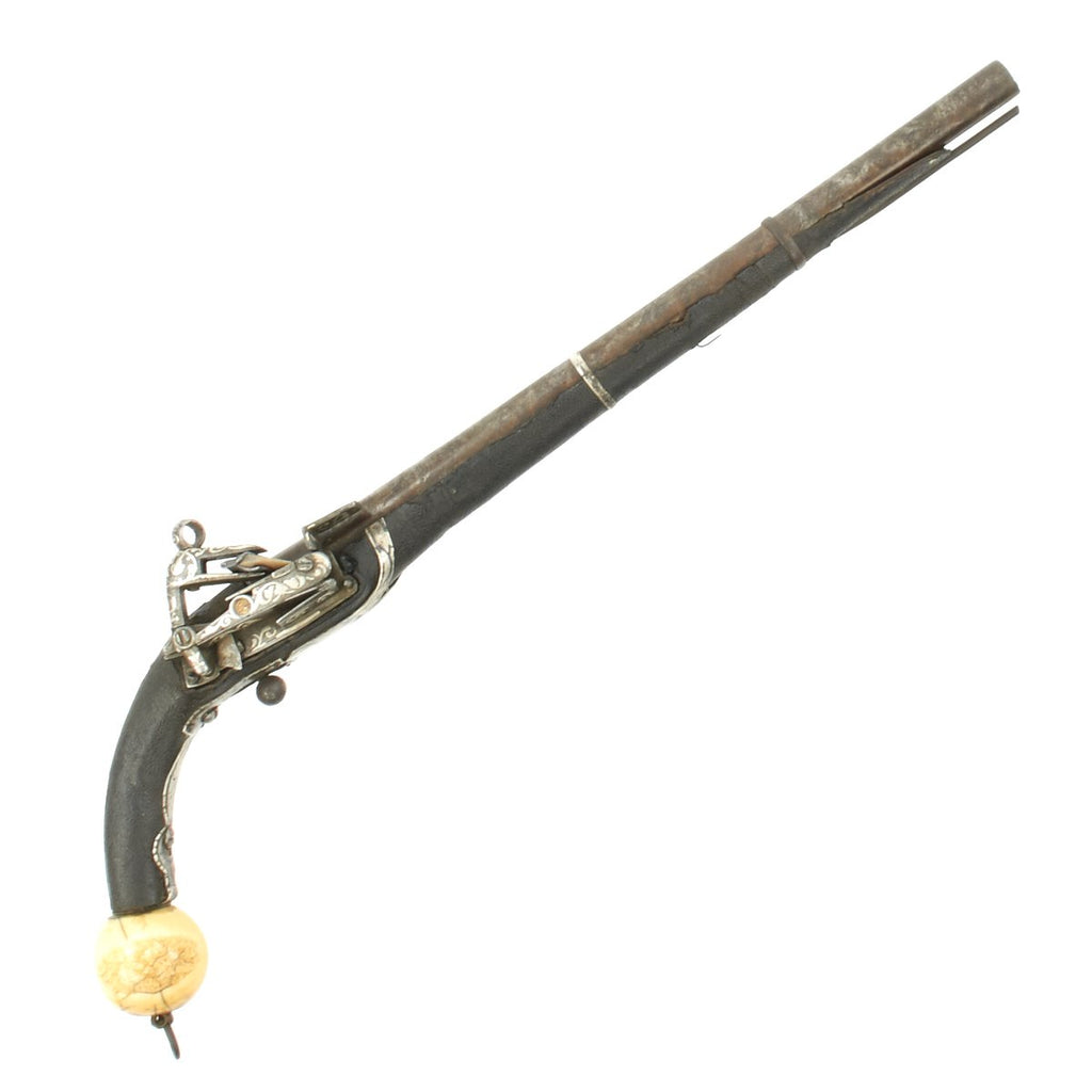 Original 19th Century Cossack Inlaid Miquelet Lock Pistol with Bone Ball Butt c.1800-1810 Original Items
