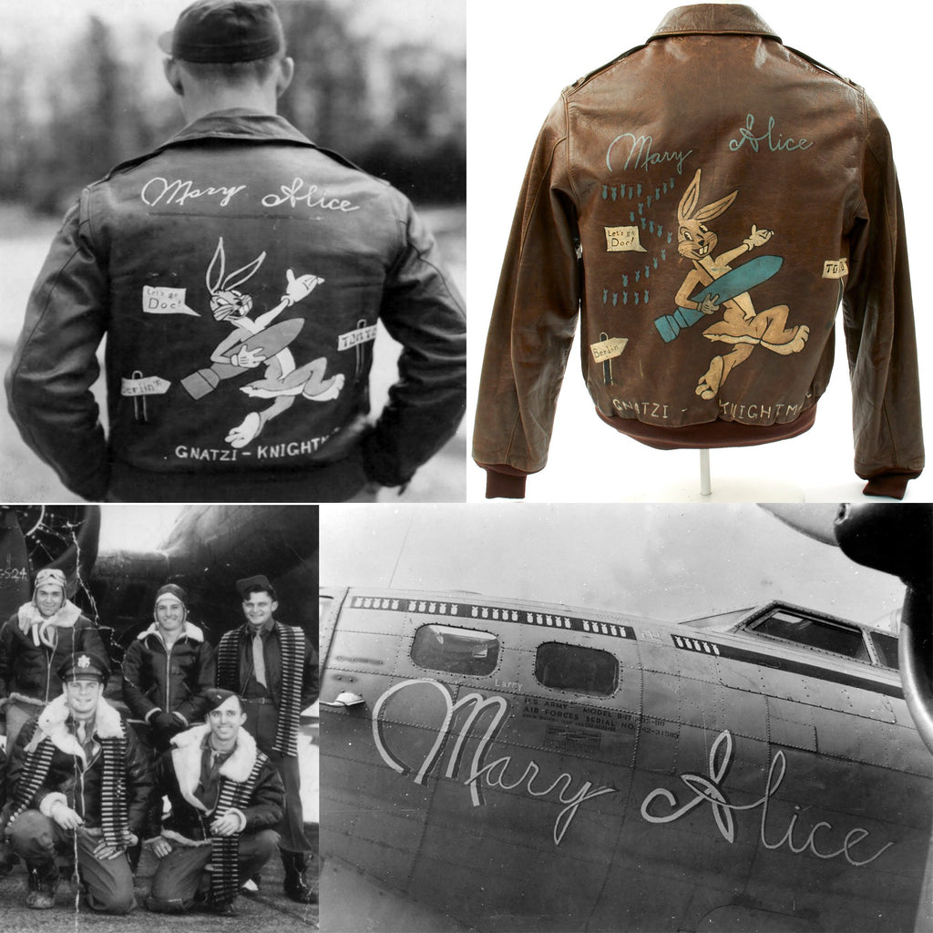 Original U.S. WWII B-17 Mary Alice 615th Bomb Squadron A-2 Flight Jacket Original Items