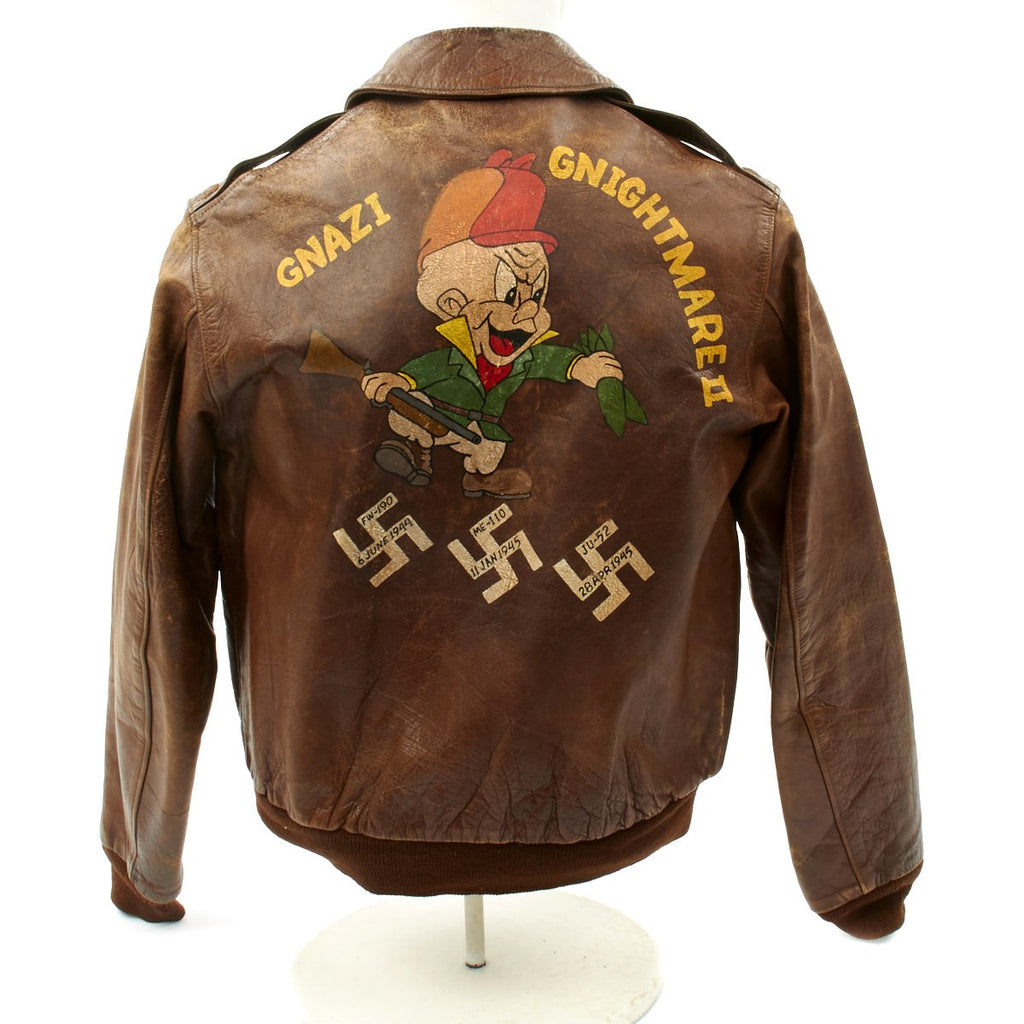 Original U.S. WWII 313th Fighter Squadron GNAZI GNIGHTMARE II Named A-2 Flight Jacket Original Items