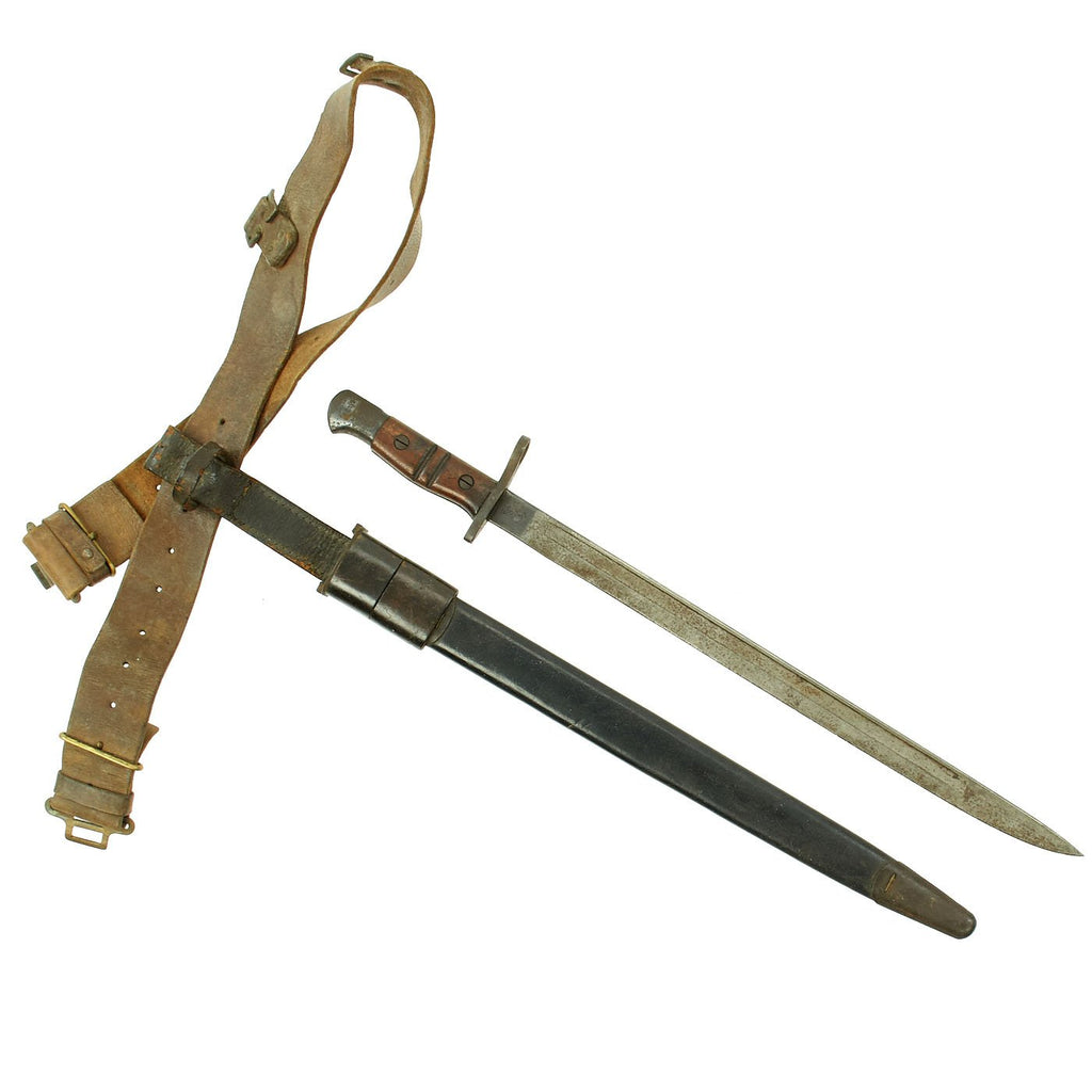 Original U.S. WWI M1917 Enfield Bayonet with Belt & Frog Reissued for WWII British Home Guard Original Items