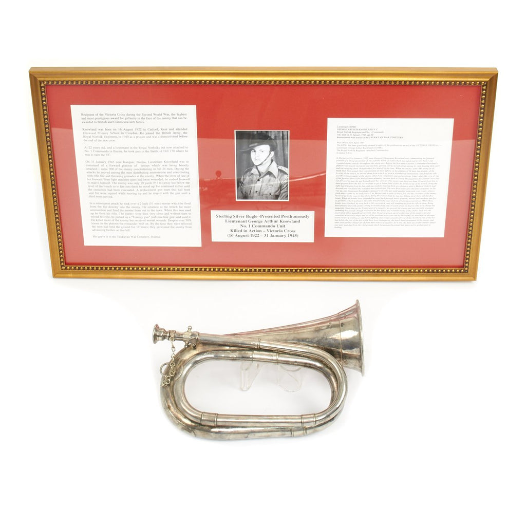 Original British WWII Sterling Silver Bugle Awarded To Lieutenant George Arthur Knowland Original Items