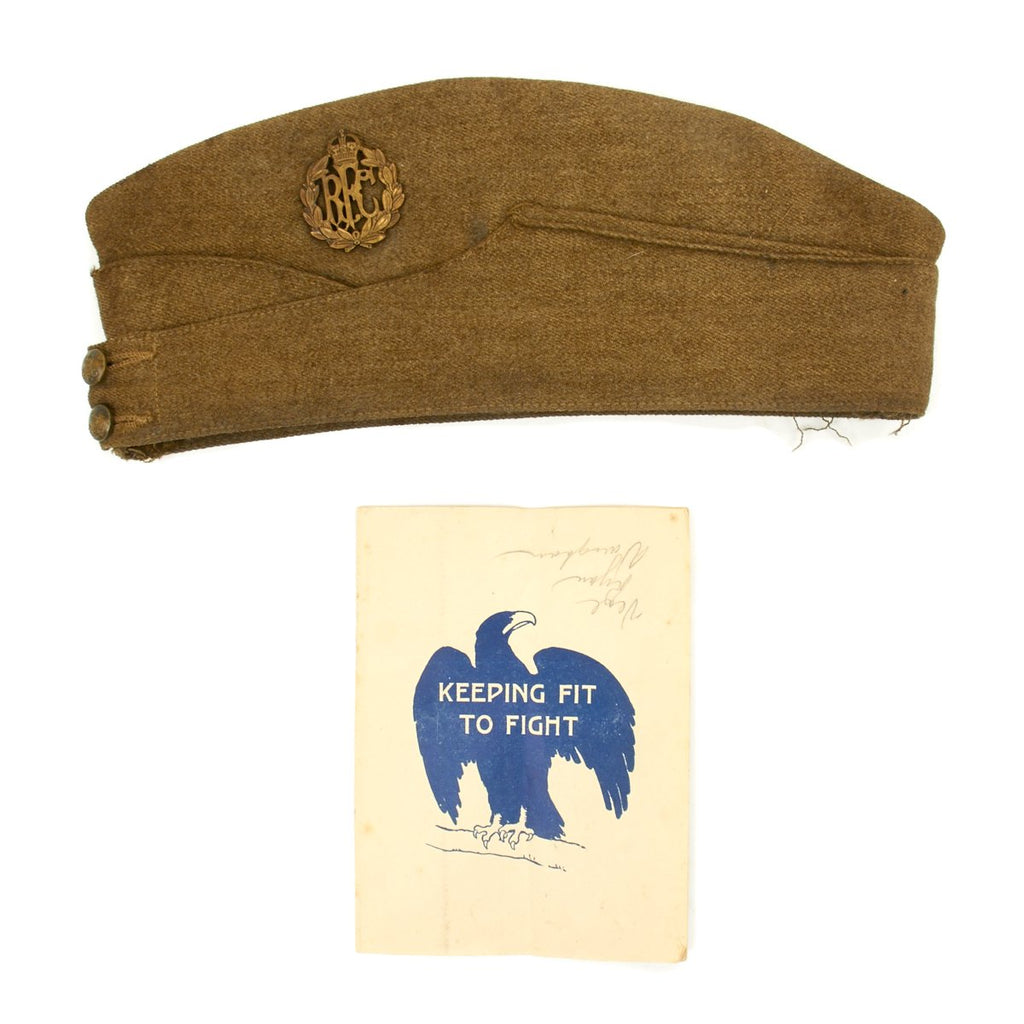 Original British WWI Royal Flying Corps Officer Side Cap with War Department VD Pamphlet Original Items