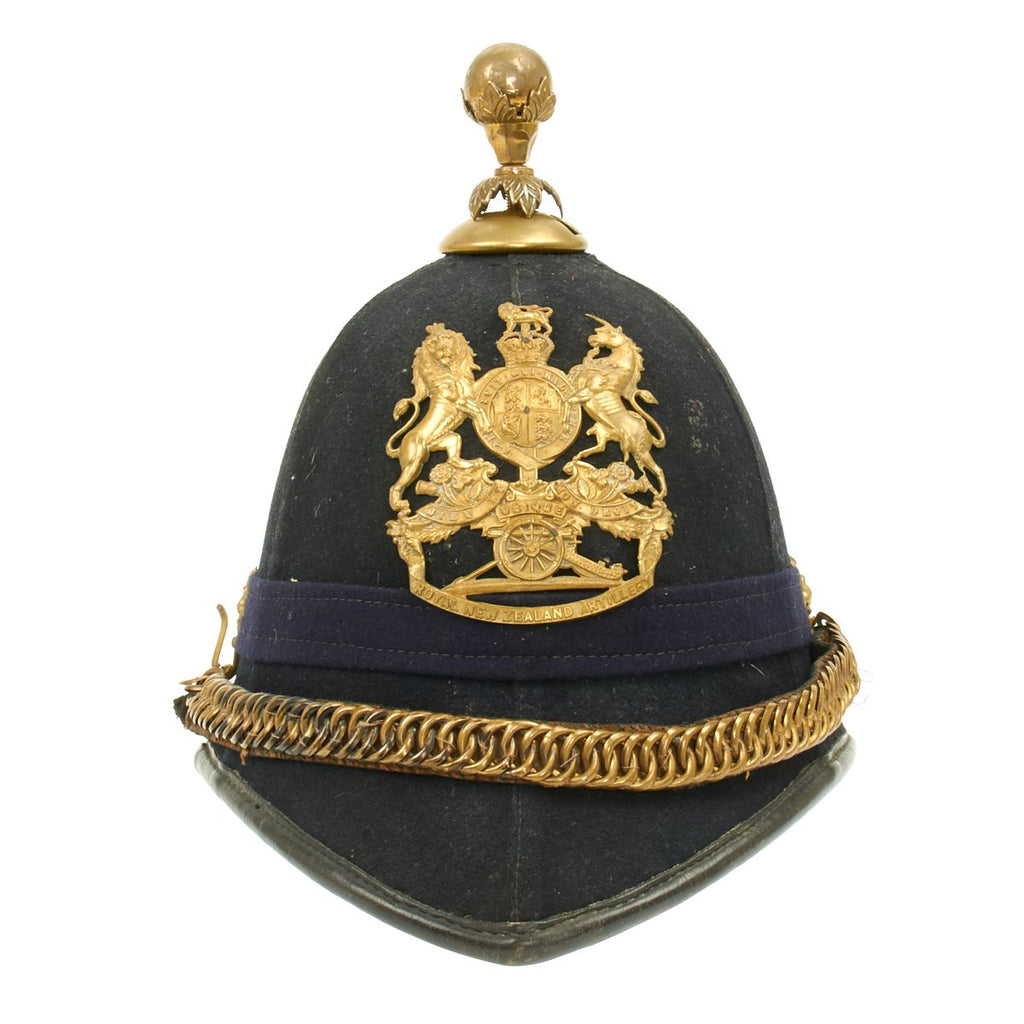 Original Royal New Zealand Artillery Named Other Ranks Blue Cloth Helmet - circa 1905 Original Items