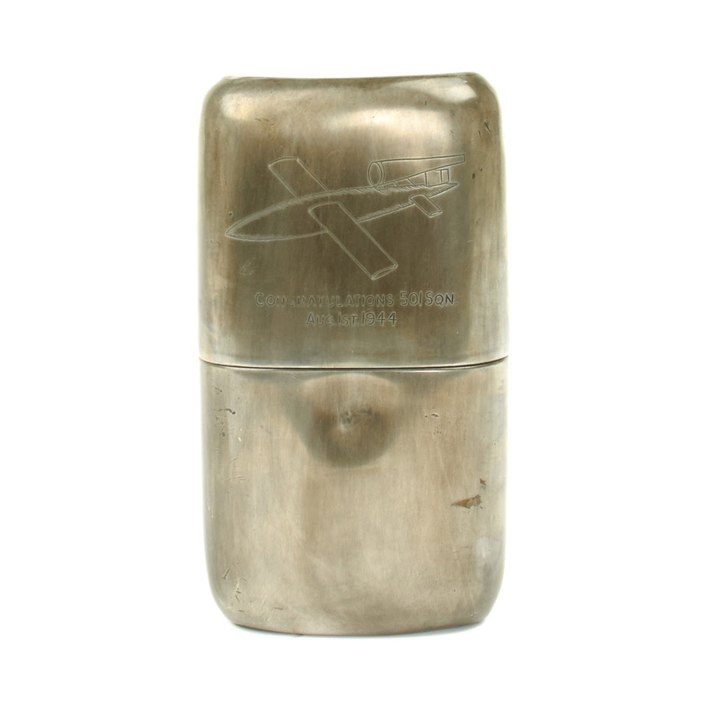 Original British WWII Royal Air Force Pewter Presentation Flask - 501st Squadron Original Items