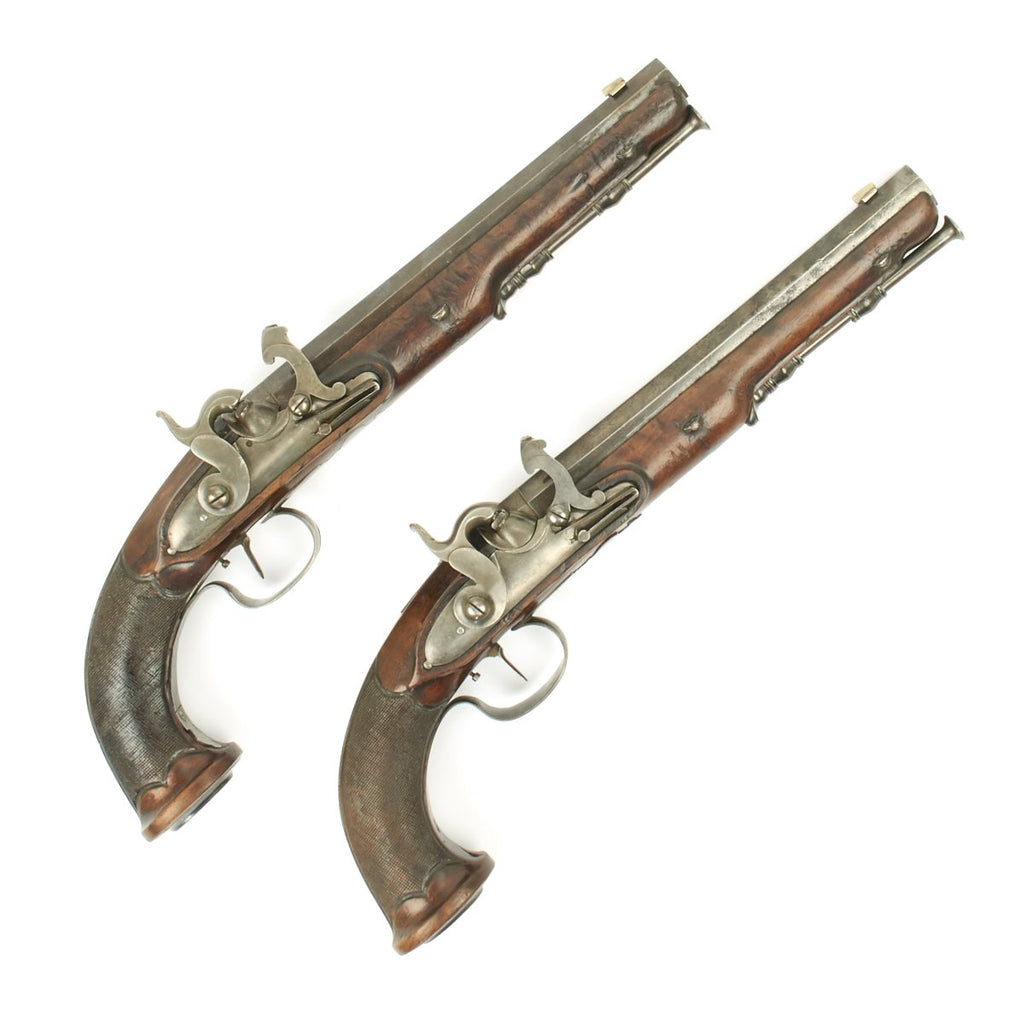 Original Pair of French Officers Rifled Percussion Pistols Converted by Fournier Original Items