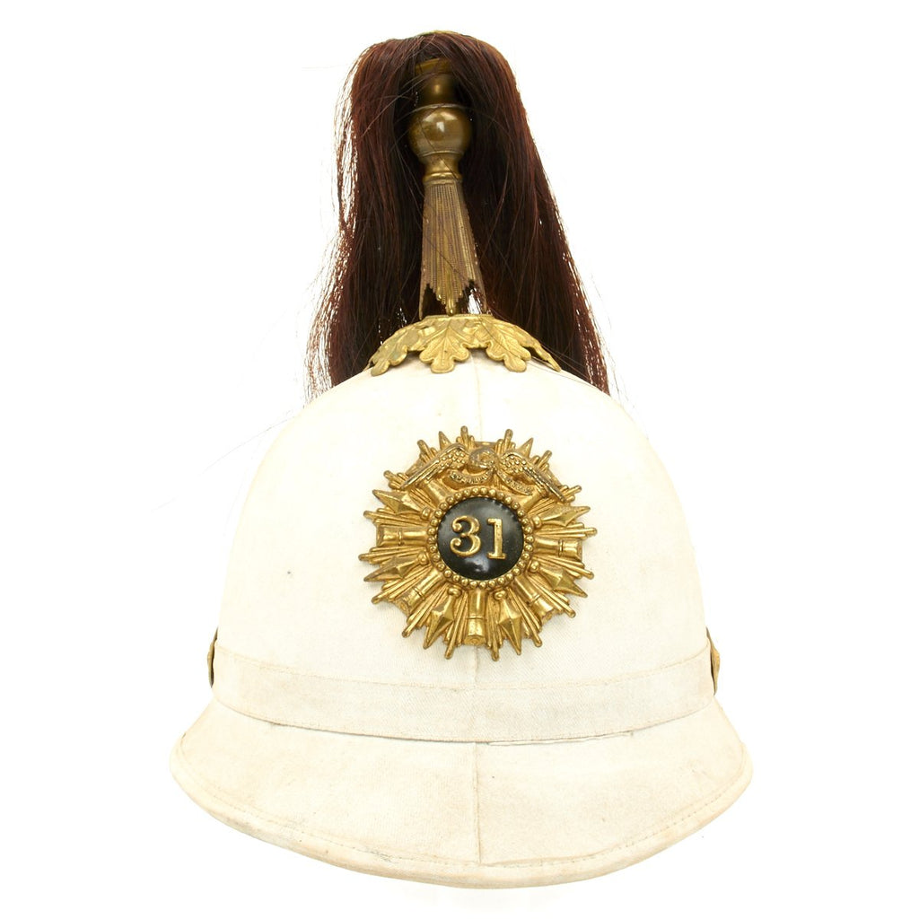 Original U.S. M-1877 31st Infantry Staff Officers White Plumed Pith Helmet Original Items