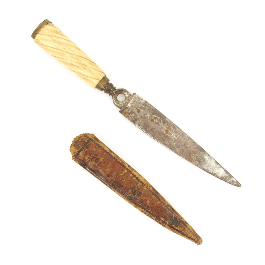 Original Spanish 18th Century Bone-Hilted Assassin's Dagger with Leather Scabbard Original Items