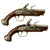 Original 18th Century Pair of Italian Flintlock Small Pocket Pistols with Polished Steel Mounts and Fluted Barrels - Circa 1720 Original Items