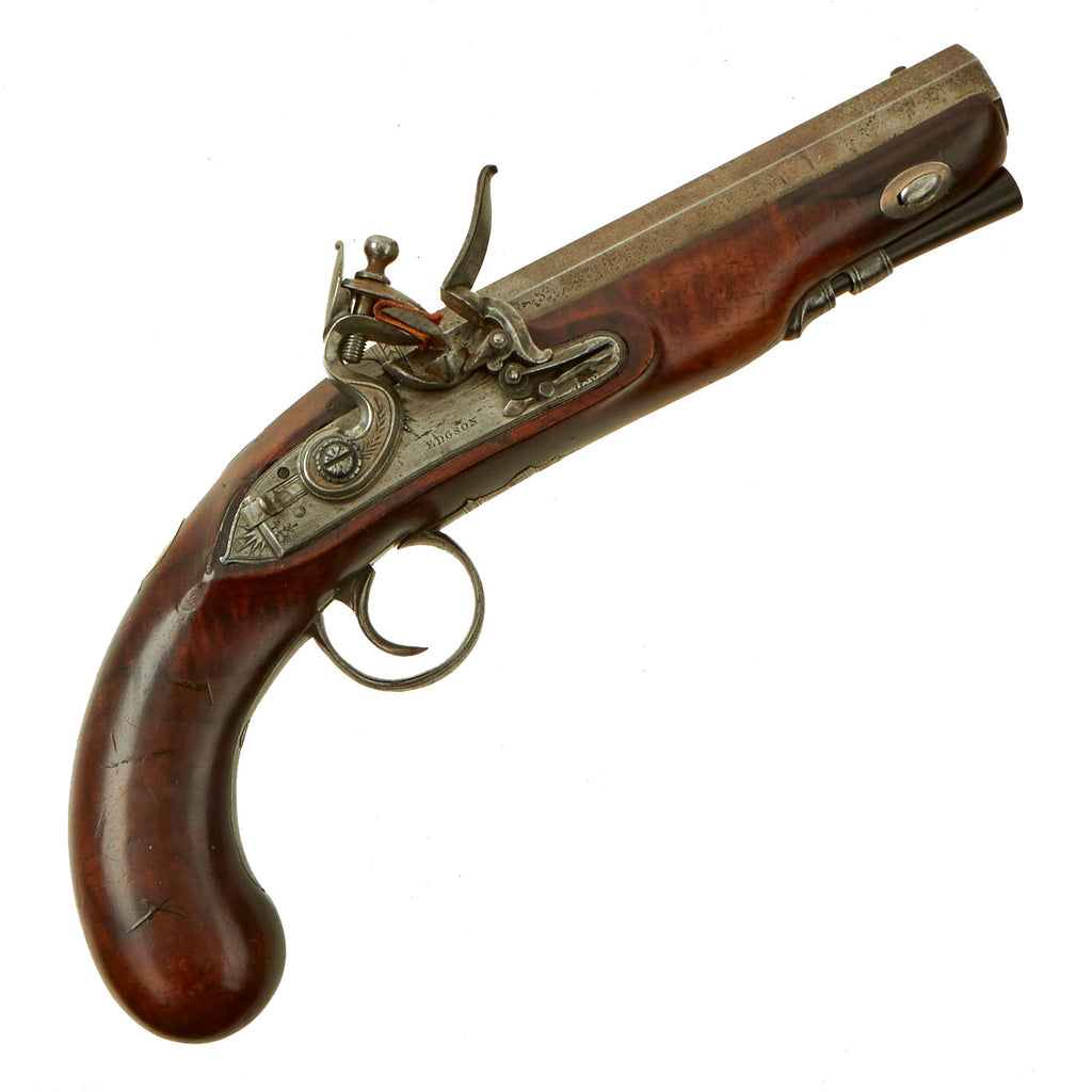Original British Upmarket .65” Bore Flintlock Overcoat Pistol by John Edgson of Stamford, Lincolnshire - circa 1805 Original Items
